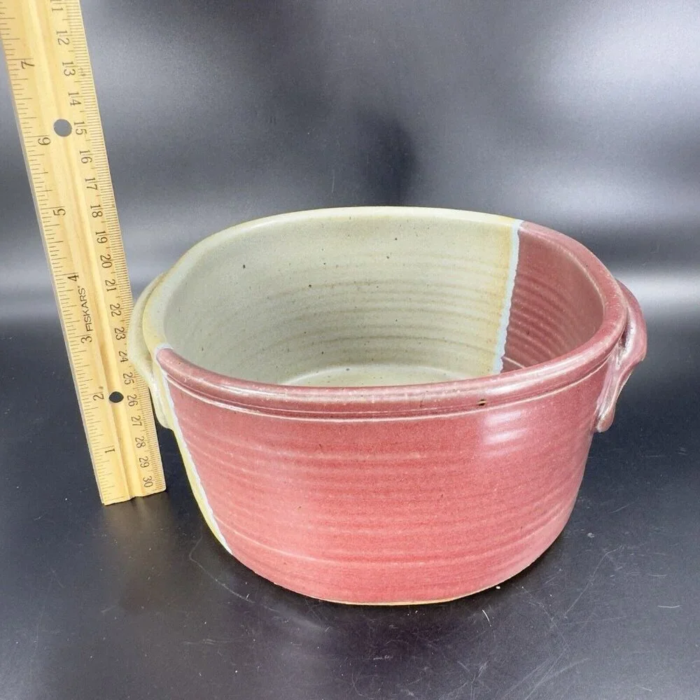 Hand Made Studio Art Pottery Bowl Dish With Handles Signed B‎ Creek Planter Pot